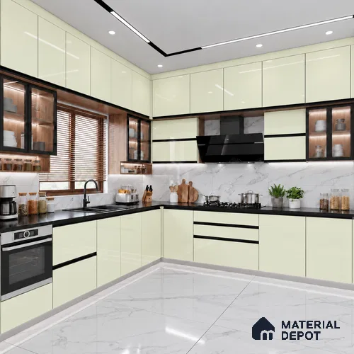 LM 19441 J White Solid Color Finish 8 ft x 4 ft Decorative Laminate - 1 mm | Suitable for Living Room, Kitchen, Office