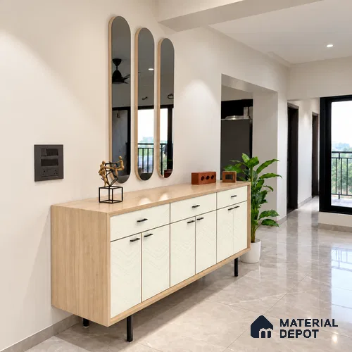 Patterned Look LM 19441 O White Acute Texture Finish 8 ft x 4 ft Decorative Laminate - 1 mm | Suitable for Bedroom, TV Unit, Wardrobe