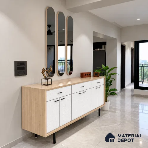 LM 19442 E white Solid Color Suede Finish 8 ft x 4 ft Decorative Laminate - 1 mm | Suitable for Living Room, Kitchen, Office