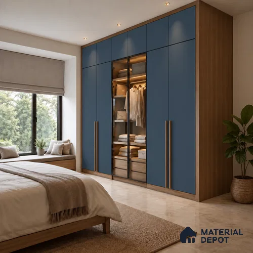Blue Super Matte Finish Decorative Laminate 8 ft x 4 ft | LM 25797 - 1 mm | Ideal for Living Room, Bedroom, Kitchen, TV Cabinet, Wardrobe