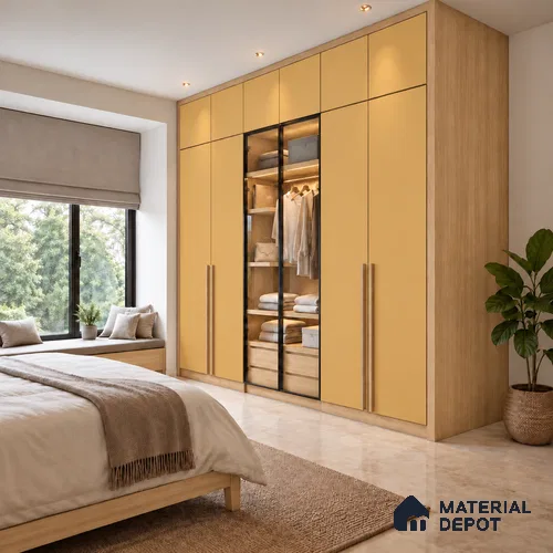 Yellow Super Matte Finish Decorative Laminate 8 ft x 4 ft | LM 25760 - 1 mm | Ideal for Living Room, Bedroom, Kitchen, TV Cabinet, Wardrobe