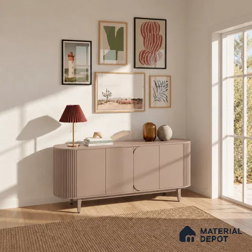 LM 19467 Beige Metallic High Gloss Finish 8 ft x 4 ft Decorative Laminate - 1 mm | Suitable for TV Unit, Wardrobe, Kitchen Cabinets