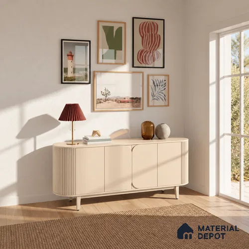 LM 19471 Cream Metallic High Gloss Finish 8 ft x 4 ft Decorative Laminate - 1 mm | Suitable for TV Unit, Wardrobe, Kitchen Cabinets