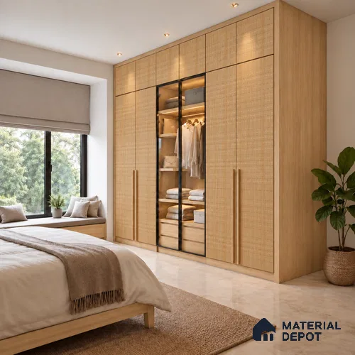 Patterned Look LM 21129 B Honey Wood Cube Texture Finish 8 ft x 4 ft Decorative Laminate - 1 mm | Suitable for Bedroom, TV Unit, Wardrobe