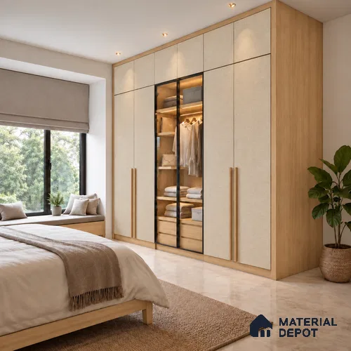Light Grey Fabric Look LM 26155 Canvas Finish Decorative Laminate 8 ft x 4 ft - 1 mm | Ideal for Living Room, Bedroom, Kitchen, TV Cabinet, Wardrobe