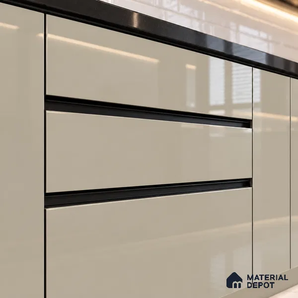 LM 21061 Taupe Beige High Gloss Finish 8 ft x 4 ft Decorative Laminate - 1 mm | Suitable for Living Room, Kitchen, Office