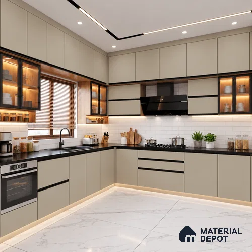 LM 21061 C Taupe Beige Sliky Matte Finish 8 ft x 4 ft Decorative Laminate - 1 mm | Suitable for Living Room, Kitchen, Office
