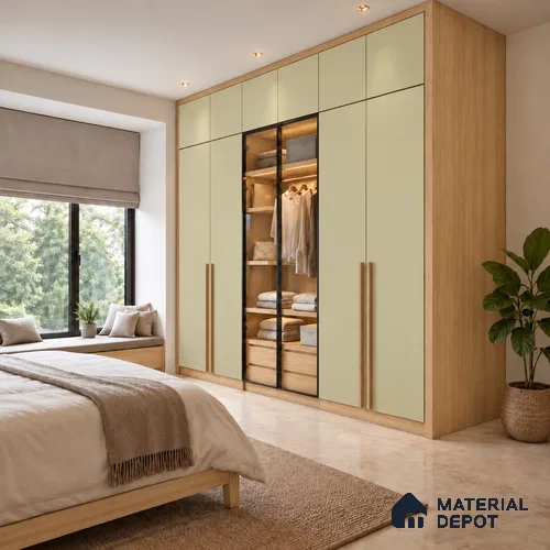 LM 21065 B Beige Super Matte Finish 8 ft x 4 ft Decorative Laminate - 1 mm | Suitable for Living Room, Kitchen, Office