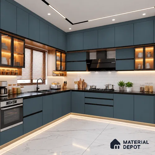 LM 21055 B Deep Sea Sliky Matte Finish 8 ft x 4 ft Decorative Laminate - 1 mm | Suitable for Living Room, Kitchen, Office