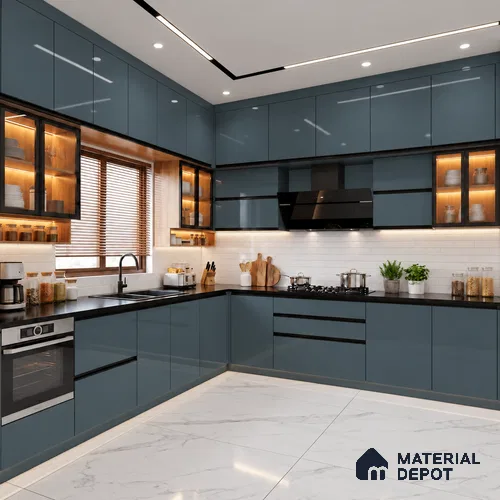 LM 21055 Deep Sea High Gloss Finish 8 ft x 4 ft Decorative Laminate - 1 mm | Suitable for Living Room, Kitchen, Office