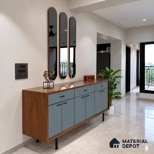 Fluted Solid Color Look LM 21060 C Skyline High Gloss Finish 8 ft x 4 ft Decorative Laminate - 1 mm | Suitable for TV Unit, Wardrobe, Kitchen Cabinets