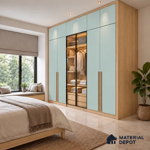 LM 21068 C Azure Sliky Matte Finish 8 ft x 4 ft Decorative Laminate - 1 mm | Suitable for Living Room, Kitchen, Office