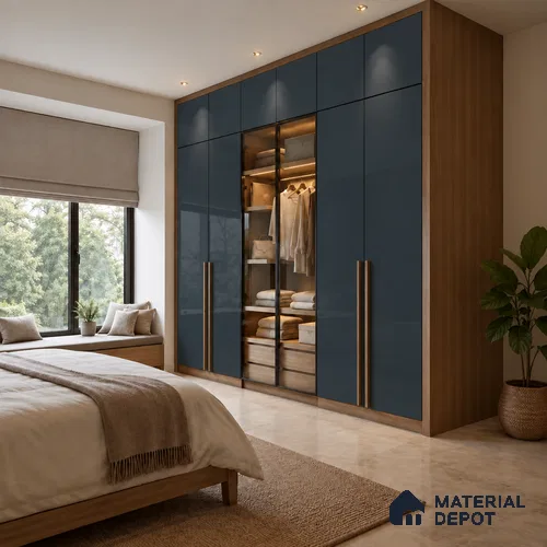 LM 21070 Midnight Navy High Gloss Finish 8 ft x 4 ft Decorative Laminate - 1 mm | Suitable for Living Room, Kitchen, Office