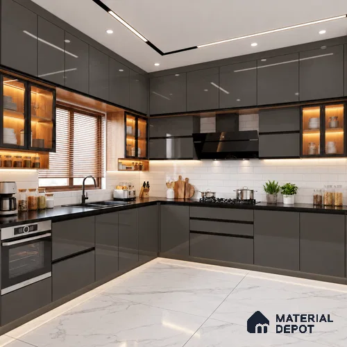 LM 21058 Coffee High Gloss Finish 8 ft x 4 ft Decorative Laminate - 1 mm | Suitable for Living Room, Kitchen, Office