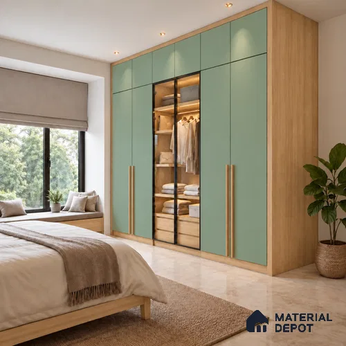 LM 21066 D Mint Sliky Matte Finish 8 ft x 4 ft Decorative Laminate - 1 mm | Suitable for Living Room, Kitchen, Office