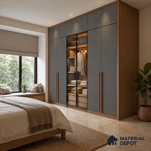 Fluted Solid Color Look LM 21049 C Cocoa Bamboo Texture Finish 8 ft x 4 ft Decorative Laminate - 1 mm | Suitable for TV Unit, Wardrobe, Kitchen Cabinets
