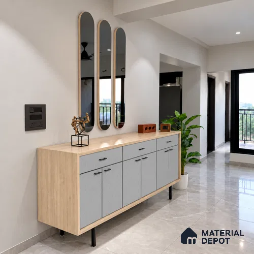 LM 21059 D Steelmist Grey Solid Color Suede Finish 8 ft x 4 ft Decorative Laminate - 1 mm | Suitable for Living Room, Kitchen, Office