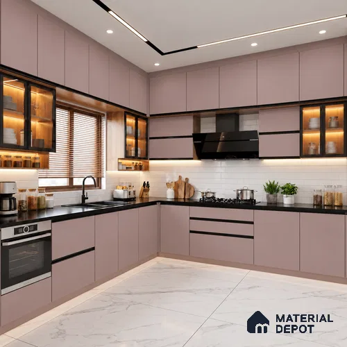 LM 21057 B Dusty Pink Mirage Sliky Matte Finish 8 ft x 4 ft Decorative Laminate - 1 mm | Suitable for Living Room, Kitchen, Office