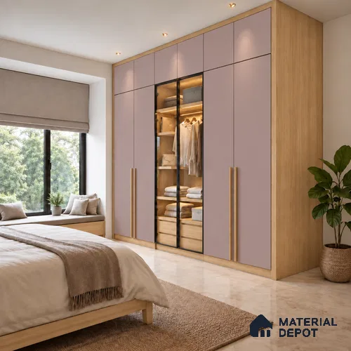 LM 21057 B Dusty Pink Mirage Sliky Matte Finish 8 ft x 4 ft Decorative Laminate - 1 mm | Suitable for Living Room, Kitchen, Office