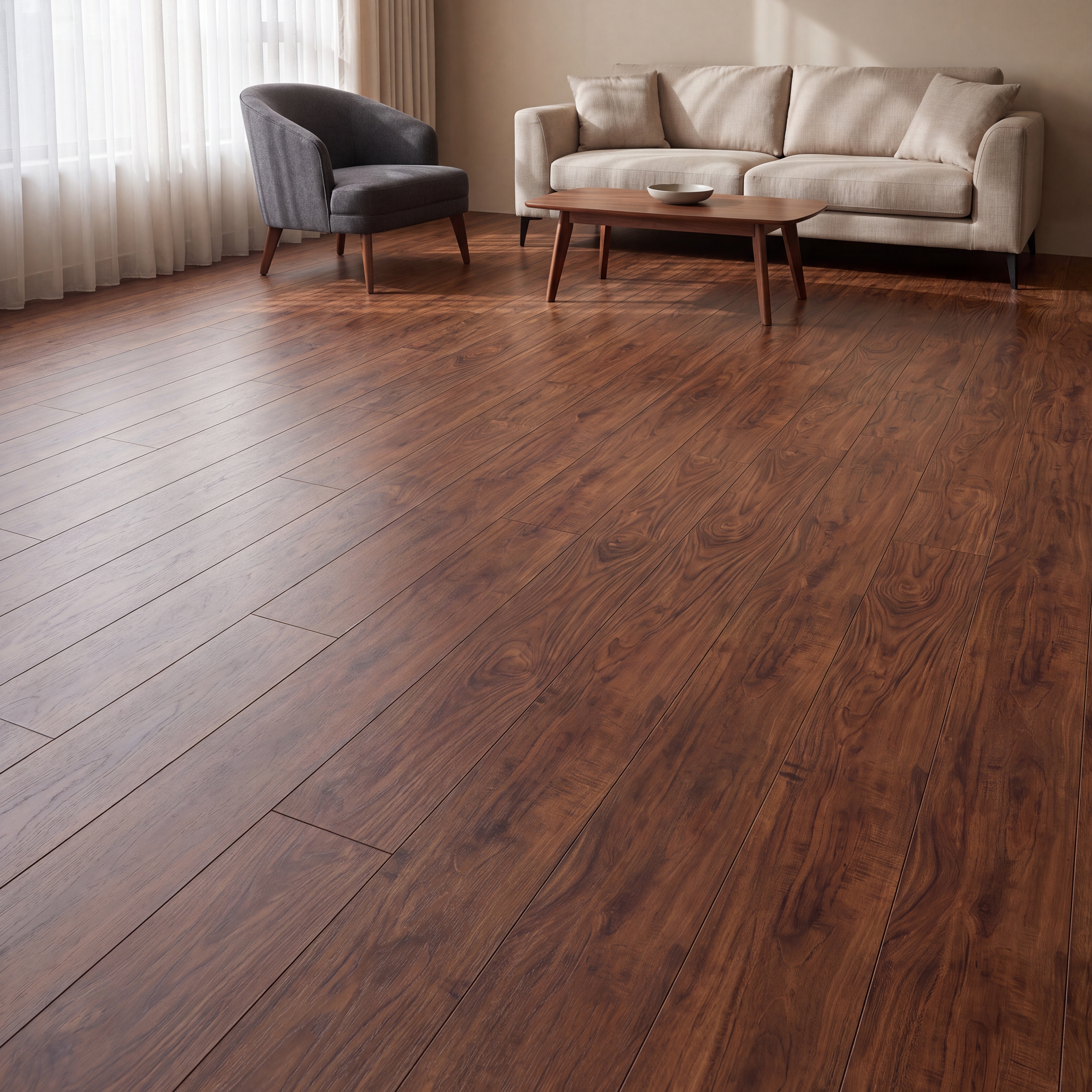HDF Laminate Wood Floor 4 ft x 7.8 inch - 12 mm | LF 00267 | 10-Year Residential Warranty AC4 Grade | Arc Click DIY Installation With Wax Coating | Paper Joint Groove | Suitable For Living Room, Bedroom & Office