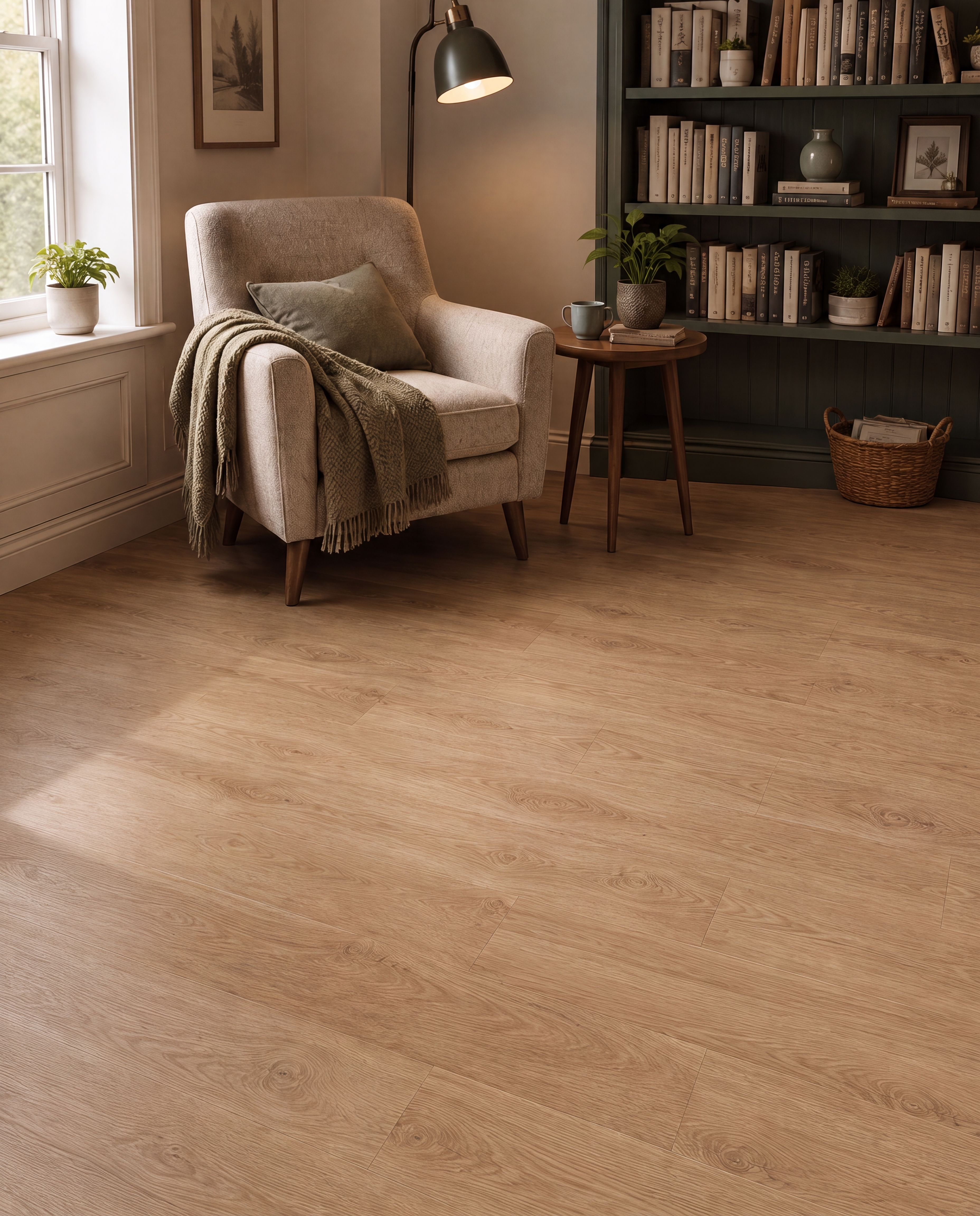 Laminate Wood Floor DEF00378(AP) Natural Varnished Oak LF 00352 C | 49.6 inch x 7.55 inch x 8 mm |  | Suitable for Flooring, Living Room, Bedroom