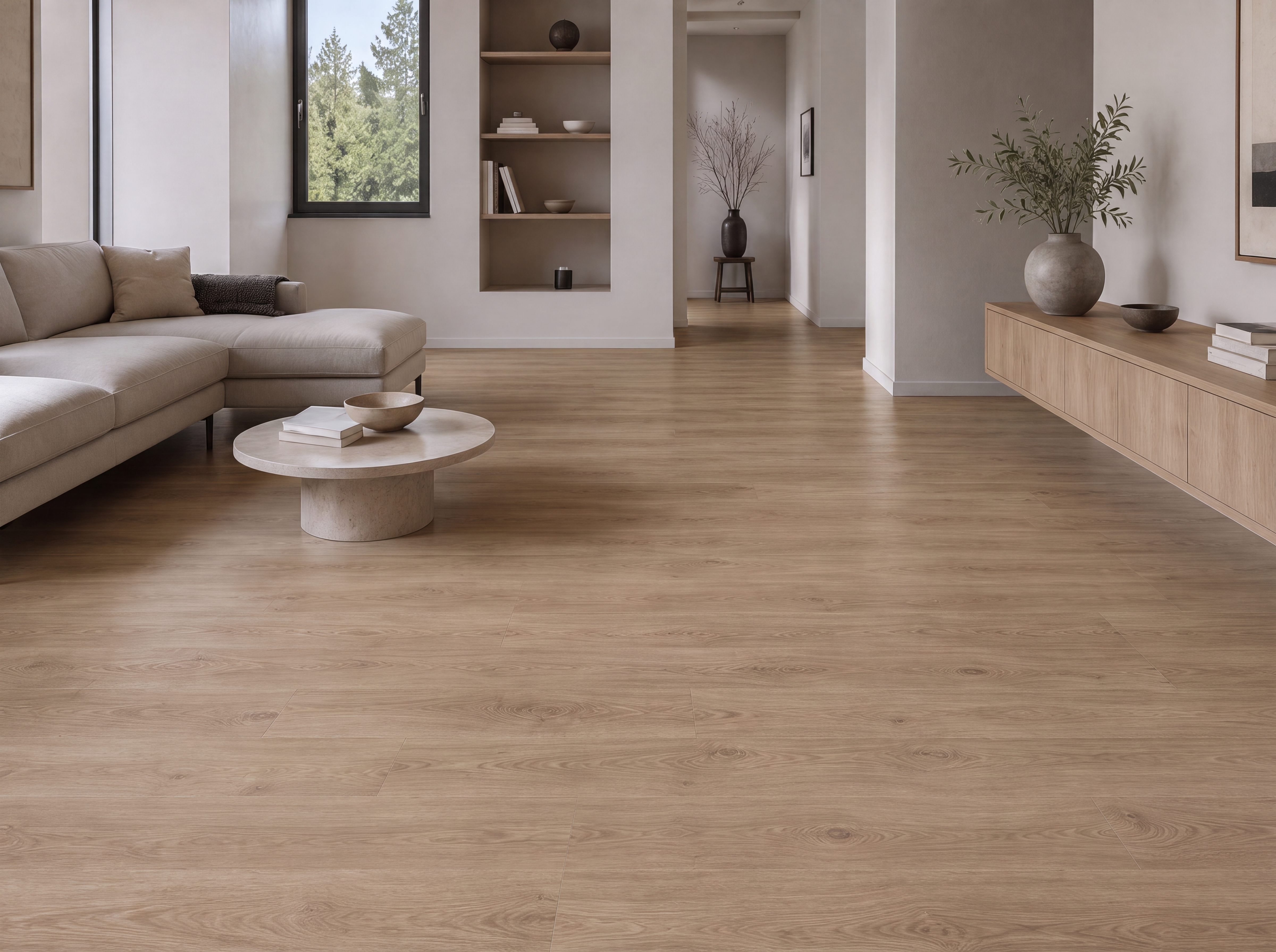 Laminate Wood Floor STY00418(AP) Natural Beige Oak LF 00353 F | 49.6 inch x 7.55 inch x 8 mm |  | Suitable for Flooring, Living Room, Bedroom