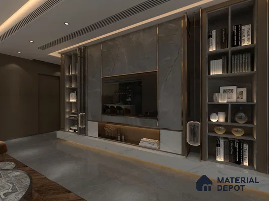 Grey Marble Look BG 1655 Bellagio 8 ft x 4 ft Texture Finish Decorative Laminate - 1.25 mm | Suitable for TV Unit, Wardrobe, Kitchen Cabinets