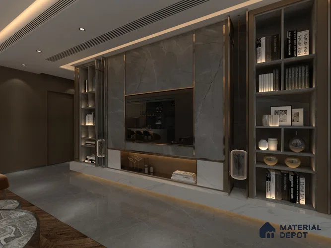 Grey Marble Look BG 1655 Bellagio 8 ft x 4 ft Texture Finish Decorative Laminate - 1.25 mm | Suitable for TV Unit, Wardrobe, Kitchen Cabinets