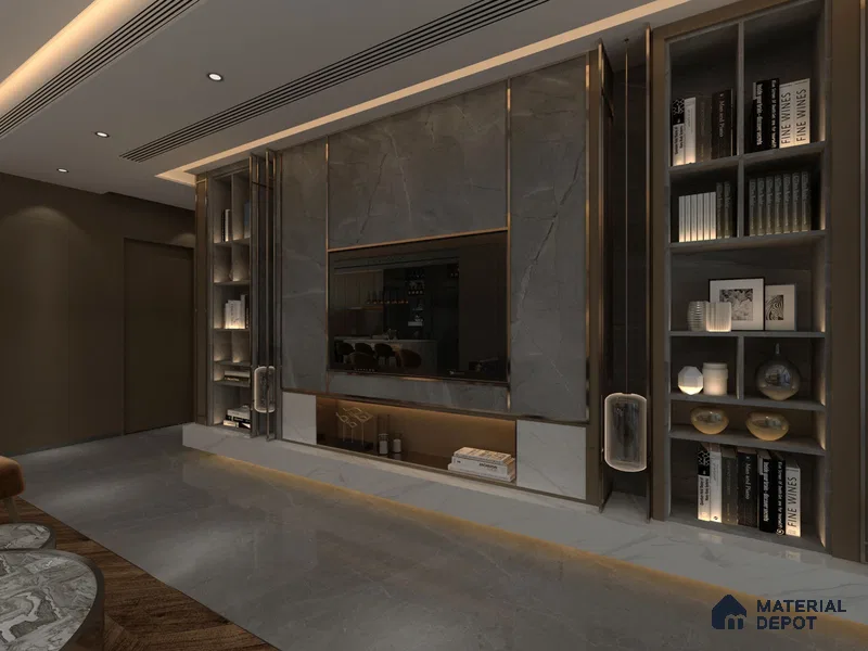 Grey Marble Look BG 1655 Bellagio 8 ft x 4 ft Texture Finish Decorative Laminate - 1.25 mm | Suitable for TV Unit, Wardrobe, Kitchen Cabinets