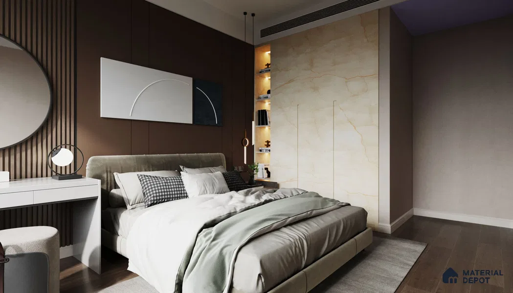 Beige Marble Look BG 1721 8 ft x 4 ft Texture Finish Decorative Laminate - 1.25 mm | Suitable for TV Unit, Wardrobe, Kitchen Cabinets