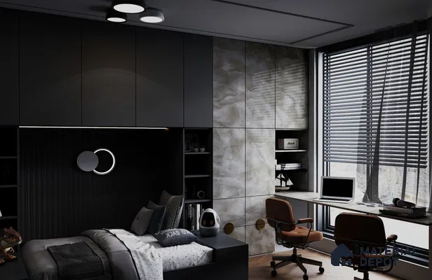 Black Marble Look BG 1722 Bellagio 8 ft x 4 ft Texture Finish Decorative Laminate - 1.25 mm | Suitable for TV Unit, Wardrobe, Kitchen Cabinets