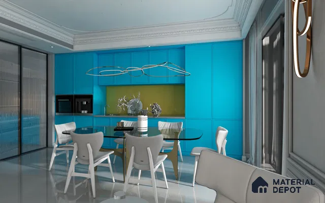 Blue Solid Colors Look CF 212 Blue Chiffon 8 ft x 4 ft Matte Finish Decorative Laminate - 1 mm | Suitable for Living Room, Kitchen, Office
