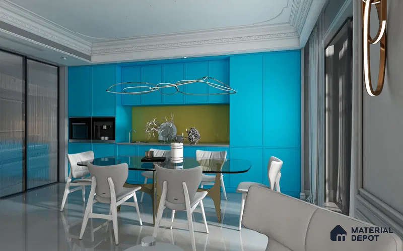 Blue Solid Colors Look CF 212 Blue Chiffon 8 ft x 4 ft Matte Finish Decorative Laminate - 1 mm | Suitable for Living Room, Kitchen, Office