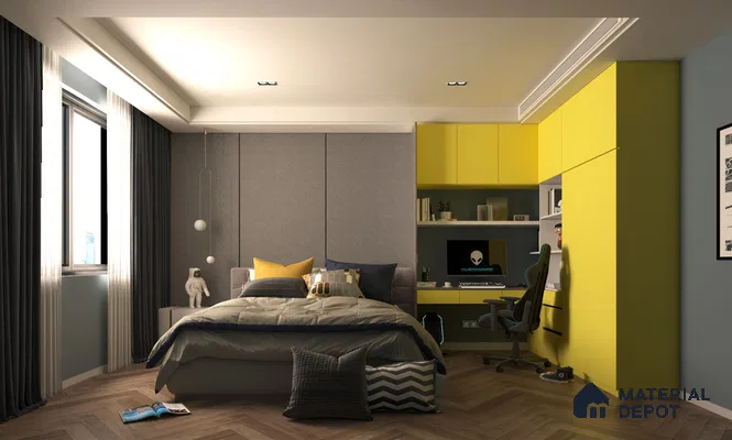 Yellow Textured Solid Look CF 213 Chiffon 8 ft x 4 ft Texture Finish Decorative Laminate - 1 mm | Suitable for TV Unit, Wardrobe, Kitchen Cabinets