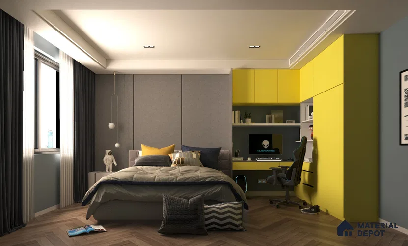 Yellow Textured Solid Look CF 213 Chiffon 8 ft x 4 ft Texture Finish Decorative Laminate - 1 mm | Suitable for TV Unit, Wardrobe, Kitchen Cabinets