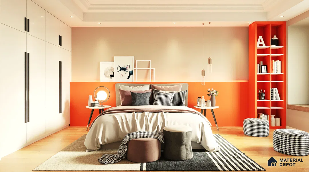 Orange Solid Colors Look CF 219 Autumn Chiffon 8 ft x 4 ft Matte Finish Decorative Laminate - 1 mm | Suitable for Living Room, Kitchen, Office