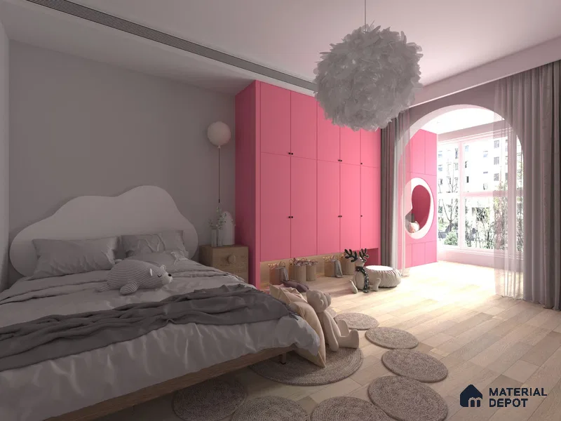 Pink Solid Colors Look CF 220 Hot Pink Chiffon 8 ft x 4 ft Matte Finish Decorative Laminate - 1 mm | Suitable for Living Room, Kitchen, Office