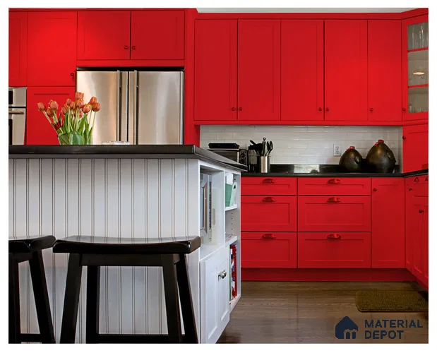 Red Solid Colors Look CF 226 Voda Red Chiffon 8 ft x 4 ft Matte Finish Decorative Laminate - 1 mm | Suitable for Living Room, Kitchen, Office