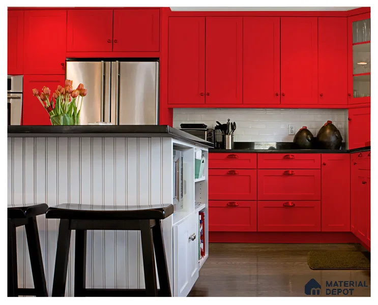 Red Solid Colors Look CF 226 Voda Red Chiffon 8 ft x 4 ft Matte Finish Decorative Laminate - 1 mm | Suitable for Living Room, Kitchen, Office