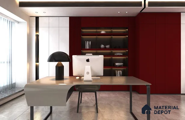 Red Solid Colors Look CF 228 Cackrot Chiffon 8 ft x 4 ft Matte Finish Decorative Laminate - 1 mm | Suitable for Living Room, Kitchen, Office
