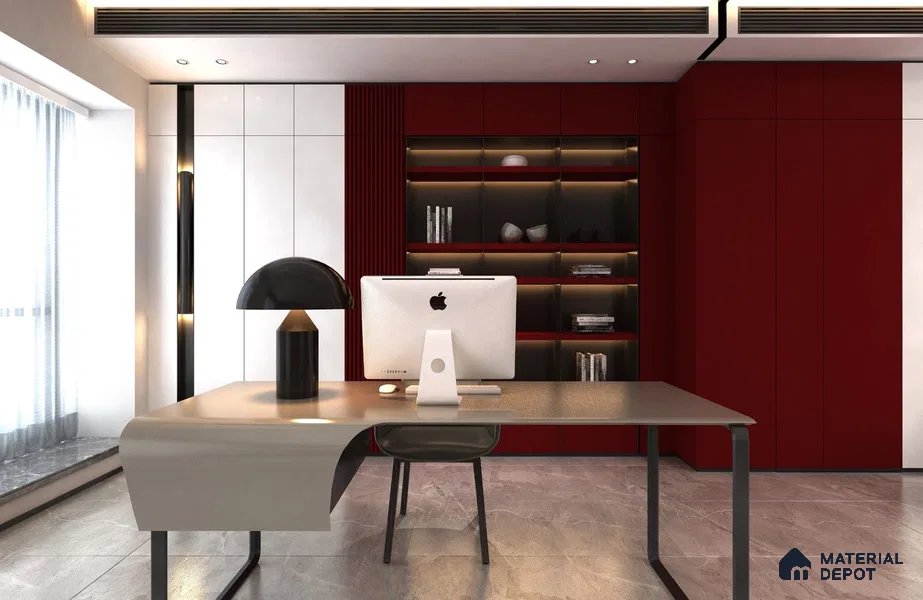 Red Solid Colors Look CF 228 Cackrot Chiffon 8 ft x 4 ft Matte Finish Decorative Laminate - 1 mm | Suitable for Living Room, Kitchen, Office