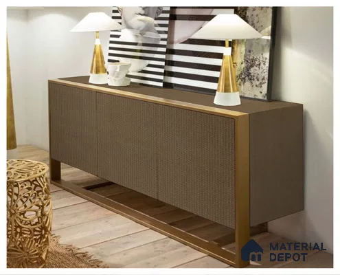 Brown Fabric Look CF 74 Chiffon 8 ft x 4 ft Texture Finish Liner Laminate - 0.75 mm | Suitable for Wardrobe, Kitchen Cabinets