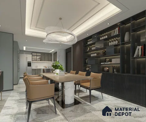 Grey Solid Colors Look Crystal 1104 8 ft x 4 ft High Gloss Finish Decorative Laminate - 1.25 mm | Suitable for Living Room, Kitchen, Office