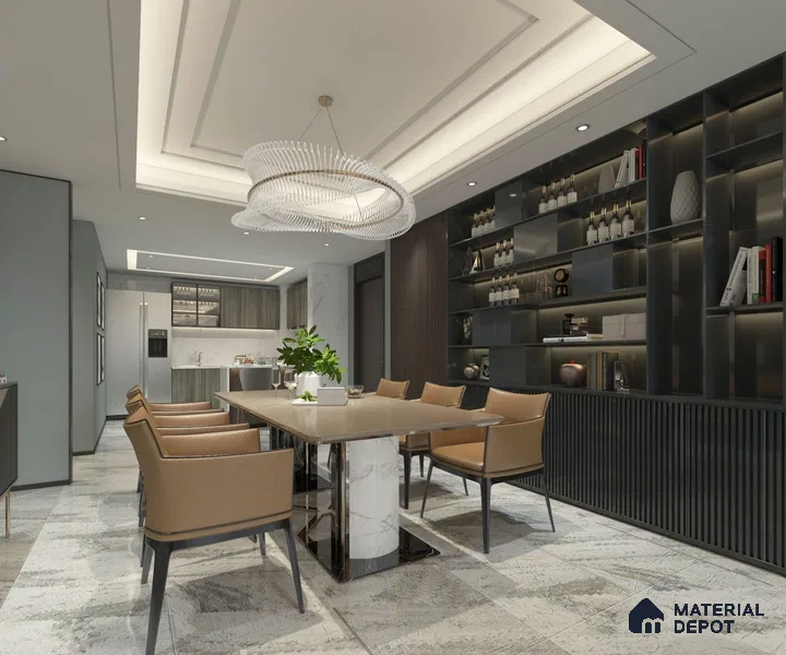 Grey Solid Colors Look Crystal 1104 8 ft x 4 ft High Gloss Finish Decorative Laminate - 1.25 mm | Suitable for Living Room, Kitchen, Office