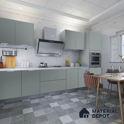 Grey Solid Colors Look Crystal 1105 8 ft x 4 ft High Gloss Finish Decorative Laminate - 1.25 mm | Suitable for Living Room, Kitchen, Office
