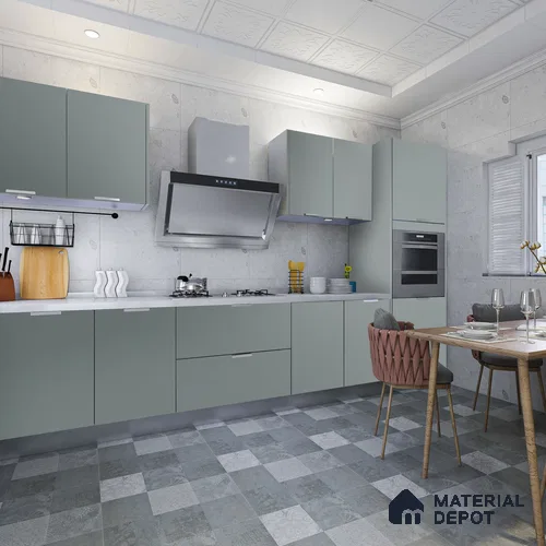 Grey Solid Colors Look Crystal 1105 8 ft x 4 ft High Gloss Finish Decorative Laminate - 1.25 mm | Suitable for Living Room, Kitchen, Office