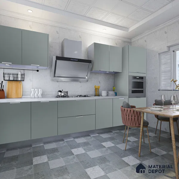 Grey Solid Colors Look Crystal 1105 8 ft x 4 ft High Gloss Finish Decorative Laminate - 1.25 mm | Suitable for Living Room, Kitchen, Office
