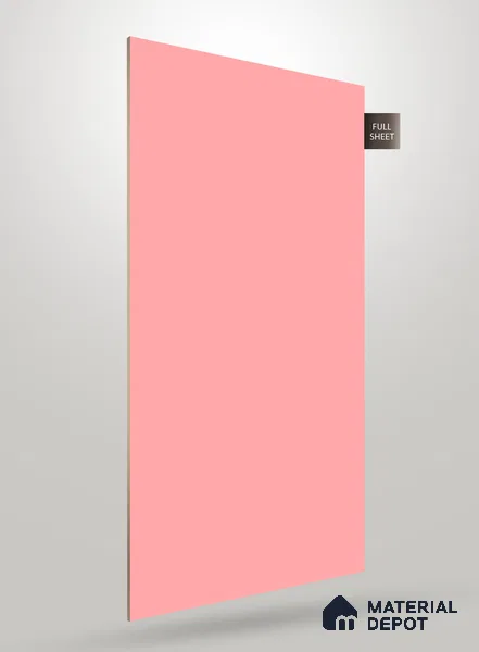 Pink Solid Colors Look Crystal 1121 8 ft x 4 ft High Gloss Finish Decorative Laminate - 1.25 mm | Suitable for Living Room, Kitchen, Office
