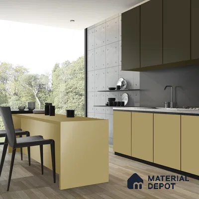 Black Solid Colors Look CRYSTAL 1162 8 ft x 4 ft High Gloss Finish Decorative Laminate - 1.25 mm | Suitable for Living Room, Kitchen, Office