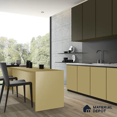 Black Solid Colors Look CRYSTAL 1162 8 ft x 4 ft High Gloss Finish Decorative Laminate - 1.25 mm | Suitable for Living Room, Kitchen, Office